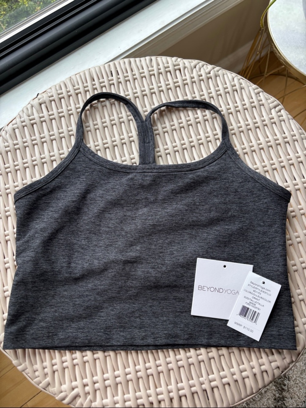 Beyond Yoga Charcoal Cropped Yoga Tank Top